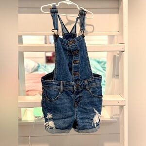 Cat & Jack Overall Shorts, Size M 7/8, Medium Dark Blue Jean
